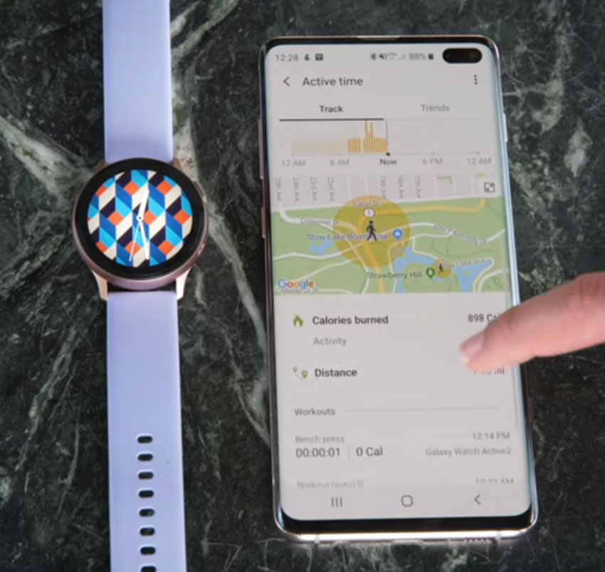 workout data on samsung health app